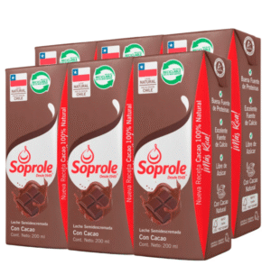 Pack 6 leche soprole de 200mL Chocolate