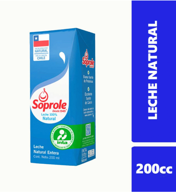 Pack 6 leche entera soprole de 200mL